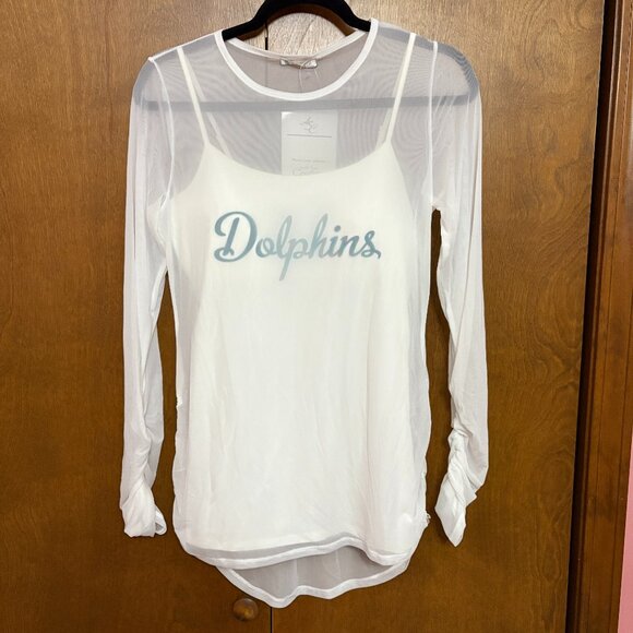 NFL Miami Dolphins "Double Team" Cami Top W/ Mesh Overlay - Size: Medium - NWT - Picture 1 of 16
